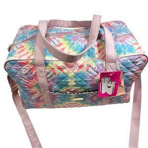 NWT BETSEY JOHNSON QUILTED MULTI COLOR TIE DYE LARGE WEEKENDER TRAVEL BAG‎